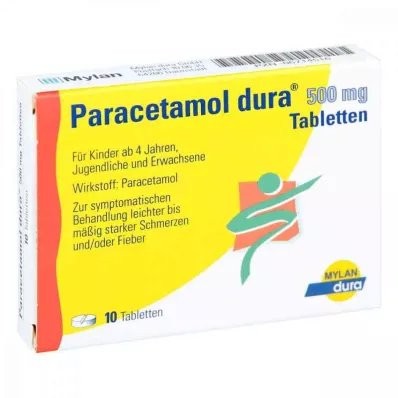 PARACETAMOL dura 500 mg tabletes, 10 gab