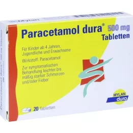 PARACETAMOL dura 500 mg tabletes, 20 gab