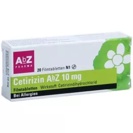 CETIRIZIN AbZ 10 mg apvalkotās tabletes, 20 gab