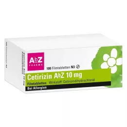 CETIRIZIN AbZ 10 mg apvalkotās tabletes, 100 gab