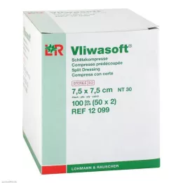 VLIWASOFT Šķēluma kompresi 7,5x7,5 cm sterili 4l, 50X2 gab