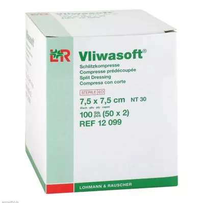 Vliwasoft spraugas kompreses 7.5x7.5cm 4 slāņu sterilas, 50x2 gab