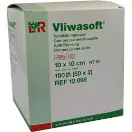 VLIWASOFT Šķēluma kompresi 10x10 cm sterili, 4 kārtu, 50X2 gab