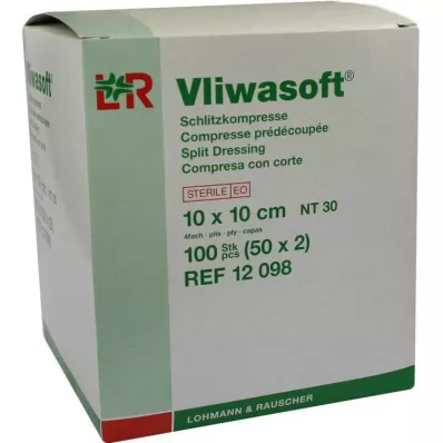 VLIWASOFT Šķēluma kompresi 10x10 cm sterili, 4 kārtu, 50X2 gab VLIWASOFT Šķēluma kompresi 10x10 cm sterili, 4 kārtu, 50X2 gab