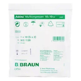 ASKINA Marles kompresi 10x10 cm sterili, 5X2 gab