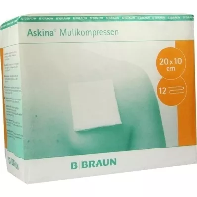 ASKINA Marles kompresi 10x20 cm nesterili 12 reizes, 100 gab