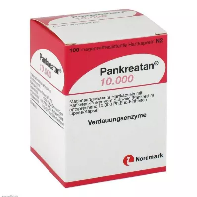 PANKREATAN 10 000 kuņģimizturīgu cieto kapsulu, 100 gab