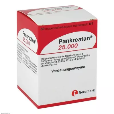 PANKREATAN 25 000 kuņģimizturīgu cieto kapsulu, 50 gab