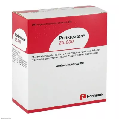 PANKREATAN 25 000 kuņģimizturīgu cieto kapsulu, 200 gab