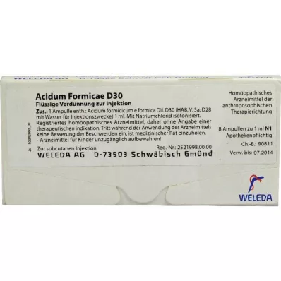Acidum Formicae D 30 ampulas, 8 gab Acidum Formicae D 30 ampulas, 8 gab