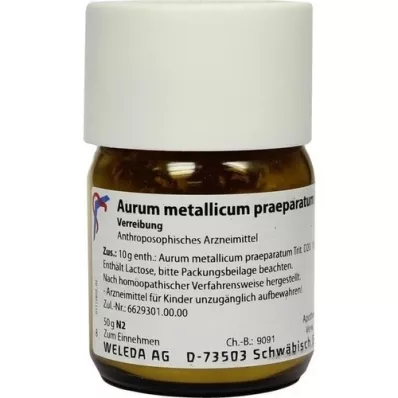 AURUM METALLICUM PRAEPARATUM D 20 Triturācija, 50 g