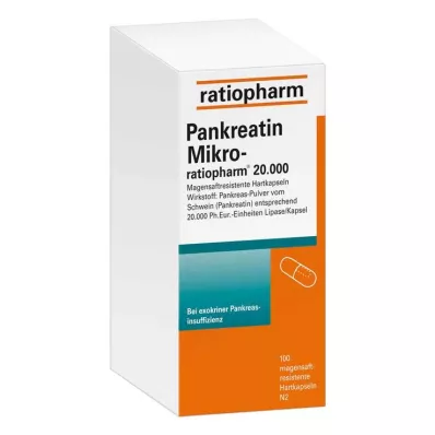PANKREATIN Micro-ratio.20.000 kuņģa sulas cietās kapsulas, 100 gab