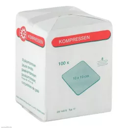 MULLKOMPRESSEN 10x10 cm nesterilas 8x, 100 gab