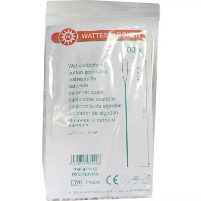 Koka vates tamponi 15 cm 4 - 5 mm ar vates galvu, 100 gab
