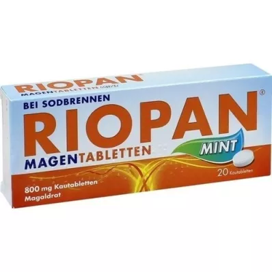 RIOPAN Kuņģa tabletes Mint 800 mg košļājamās tabletes, 20 gab