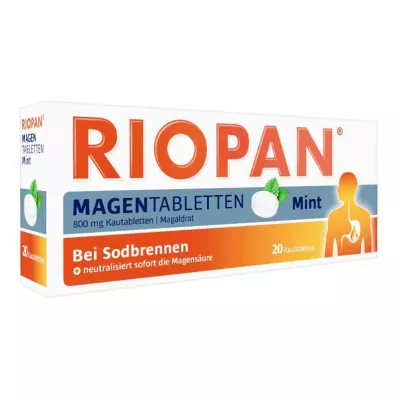 RIOPAN Kuņģa tabletes Mint 800 mg košļājamās tabletes, 20 gab