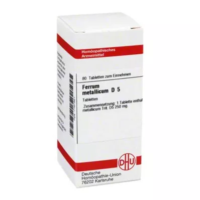 FERRUM METALLICUM D 5 tabletes, 80 kapsulas