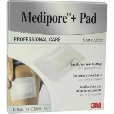 MEDIPORE+Pad 3M 5x7.2cm 3562NP Ģipsis, 5 gab