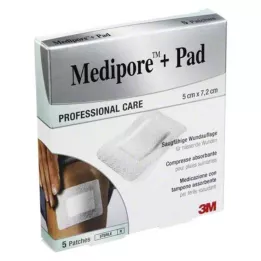 MEDIPORE+Pad 3M 5x7.2cm 3562NP Ģipsis, 5 gab