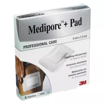 MEDIPORE+Pad 3M 5x7.2cm 3562NP Ģipsis, 5 gab MEDIPORE+Pad 3M 5x7.2cm 3562NP Ģipsis, 5 gab