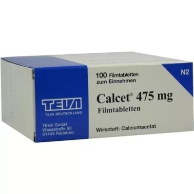 CALCET 475 mg apvalkotās tabletes, 100 gab