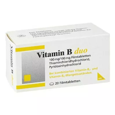 Vitamīns B Duo apvalkotās tabletes, 20 gab
