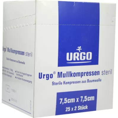 URGO MULLKOMPRESSEN 7,5x7,5 cm sterili, 25X2 gab