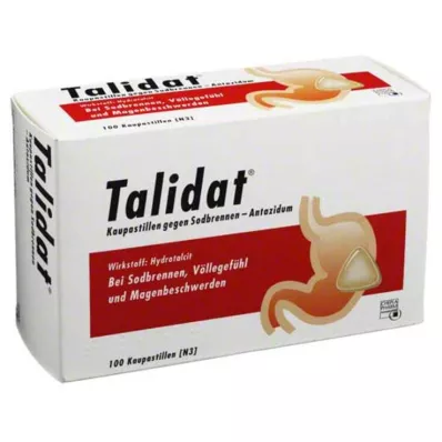 TALIDAT Košļājamās pastilas pret grēmas, 100 gab TALIDAT Košļājamās pastilas pret grēmas, 100 gab