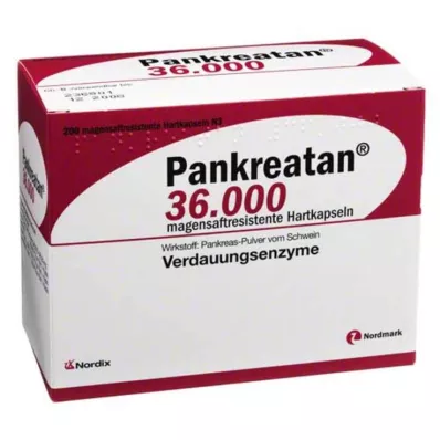 PANKREATAN 36 000 kuņģim izturīgu cieto kapsulu, 200 gab PANKREATAN 36 000 kuņģim izturīgu cieto kapsulu, 200 gab