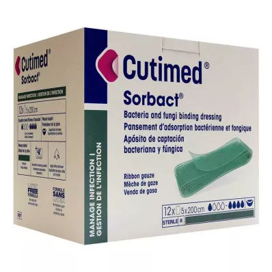 Cutimed Sorbact tamponādes 5x200 cm, 12 gab