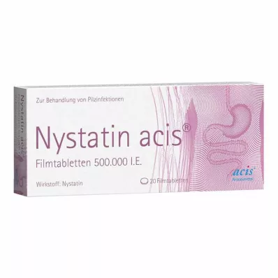 Nystatin acis apvalkotās tabletes, 20 gab