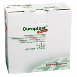 CURAPLAST Inj. plāksteri sensitīvi 2x4 cm, 250 gab