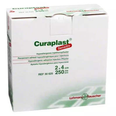 CURAPLAST Inj. plāksteri sensitīvi 2x4 cm, 250 gab