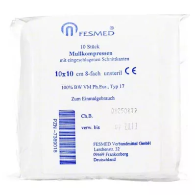 MULLKOMPRESSEN ES 10x10 cm nesterilas 8x, 10 gab MULLKOMPRESSEN ES 10x10 cm nesterilas 8x, 10 gab