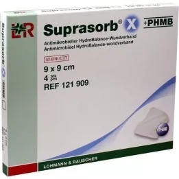 SUPRASORB X+PHMB HydroBalance brūču pārsējs 9x9 cm, 4 gab