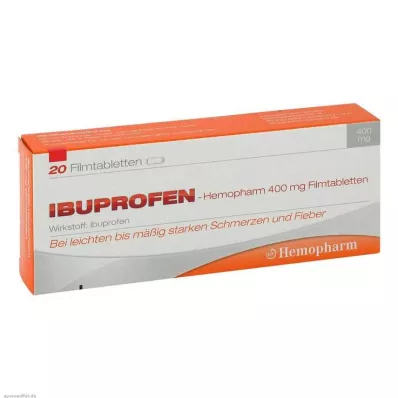 IBUPROFEN Hemopharm 400 mg apvalkotās tabletes, 20 gab IBUPROFEN Hemopharm 400 mg apvalkotās tabletes, 20 gab