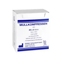 MULLKOMPRESSEN 10x10 cm sterils 8x BW, 25X2 gab