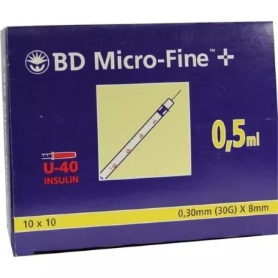 BD MICRO-FINE+ Insulinspr.0,5 ml U40 8 mm, 100X0,5 ml