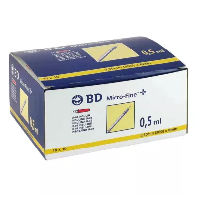 BD MICRO-FINE+ Insulinspr.0,5 ml U40 8 mm, 100X0,5 ml