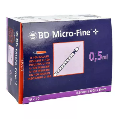 Bd Micro-fine+ U 100 Ins.spr.8 mm (100 x 0,5 ml) Bd Micro-fine+ U 100 Ins.spr.8 mm (100 x 0,5 ml)