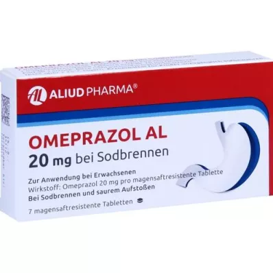 OMEPRAZOL AL 20 mg b.Sodbr.kuņģa sulas tabletes, 7 gab
