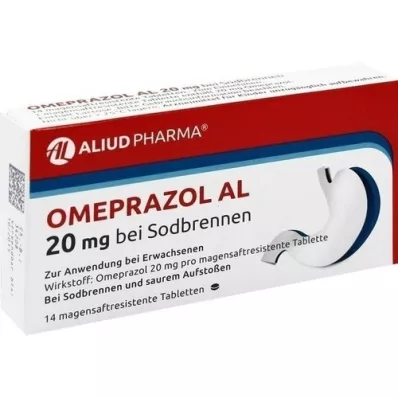 OMEPRAZOL AL 20 mg b.Sodbr.kuņģa sulas tabletes, 14 gab