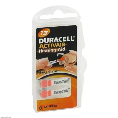 BATTERIEN f.dzirdes aparāti Duracell 13, 6 gab BATTERIEN f.dzirdes aparāti Duracell 13, 6 gab