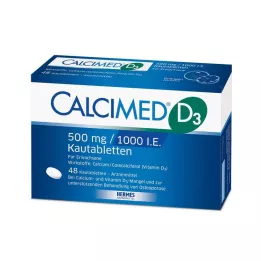 CALCIMED D3 500 mg/1000 I.U. košļājamās tabletes, 48 gab