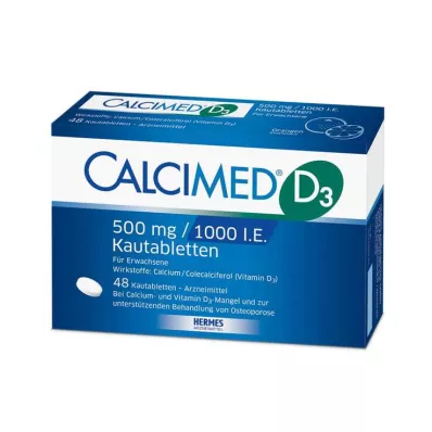 Calcimed D3 500 mg / 1000 SV košļājamās tabletes, 48 gab Calcimed D3 500 mg / 1000 SV košļājamās tabletes, 48 gab
