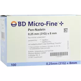 BD MICRO-FINE+ 8 pildspalvu adatas 0,25x8 mm, 100 gab