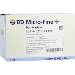 BD MICRO-FINE+ 8 pildspalvu adatas 0,25x8 mm, 100 gab