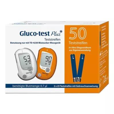 Gluco-test Plus testa strēmeles, 50 gab Gluco-test Plus testa strēmeles, 50 gab