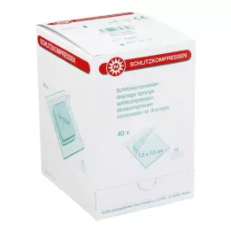 SCHLITZKOMPRESSEN 7,5x7,5 cm sterili 12x, 40X2 gab