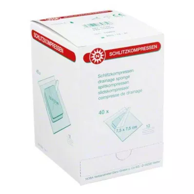 SCHLITZKOMPRESSEN 7,5x7,5 cm sterili 12x, 40X2 gab SCHLITZKOMPRESSEN 7,5x7,5 cm sterili 12x, 40X2 gab